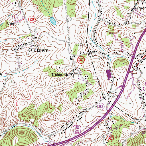 Topographic Map of Union Church, VA