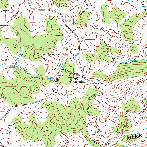 Topographic Map of Union Church, VA