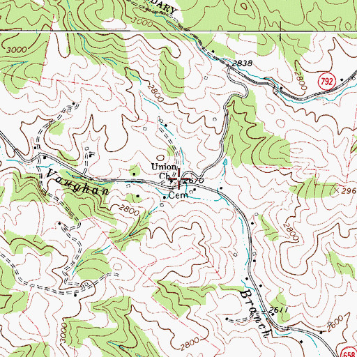 Topographic Map of Union Church, VA