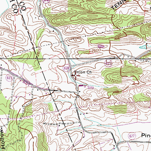 Topographic Map of Union Church, VA