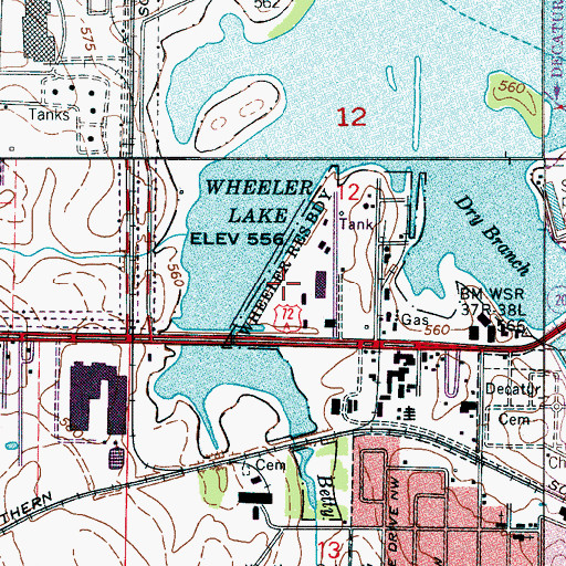 Topographic Map of Lakeshore Marina, AL