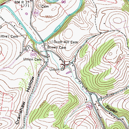 Topographic Map of Union Church, VA