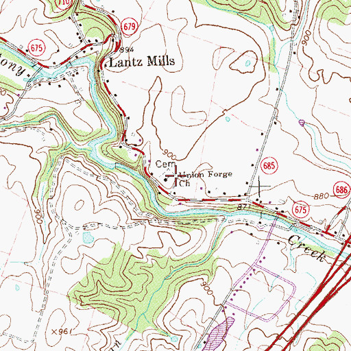 Topographic Map of Union Forge Church, VA