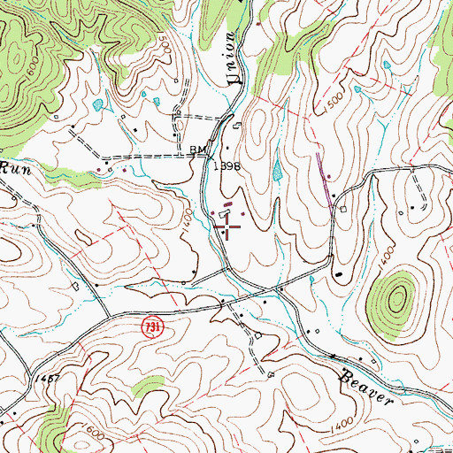 Topographic Map of Union Springs Run, VA