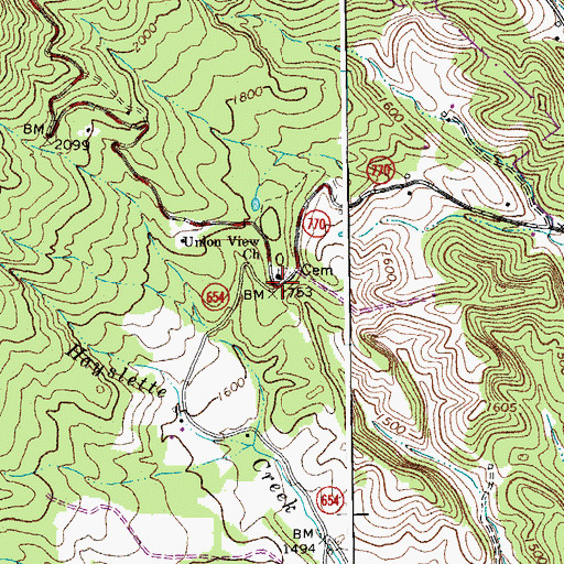 Topographic Map of Union View Church, VA