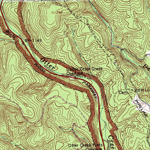 Topographic Map of Upper Otter Creek Overlook, VA