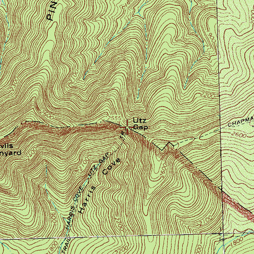 Topographic Map of Utz Gap, VA