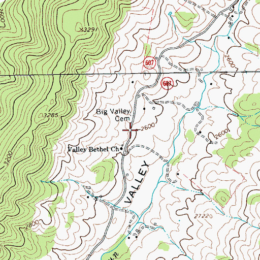 Topographic Map of Valley Bethel Church, VA