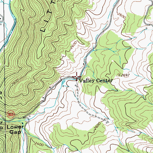 Topographic Map of Valley Center, VA