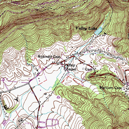 Topographic Map of Valley Chapel, VA
