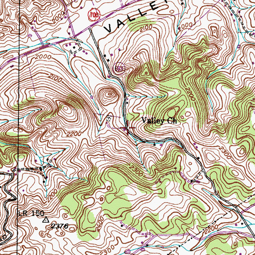 Topographic Map of Valley Church, VA