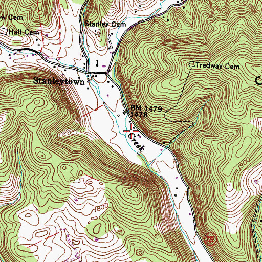 Topographic Map of Valley Creek, VA