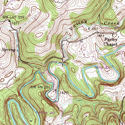Topographic Map of Valley Creek, VA