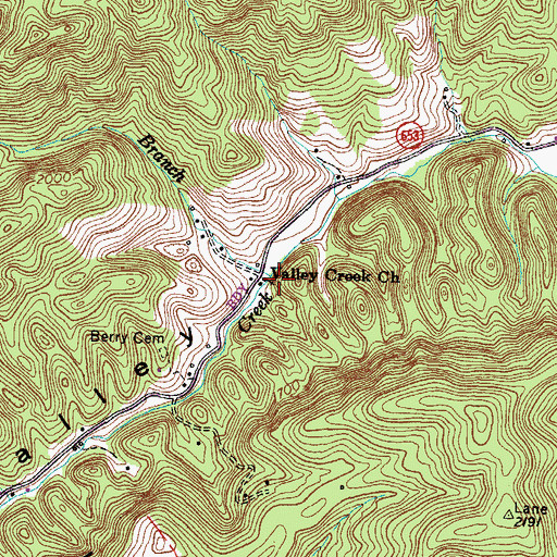 Topographic Map of Valley Creek Church, VA