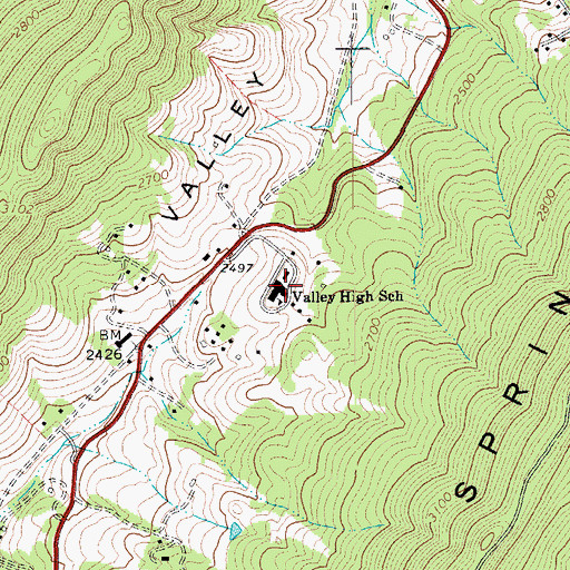 Topographic Map of Valley High School, VA