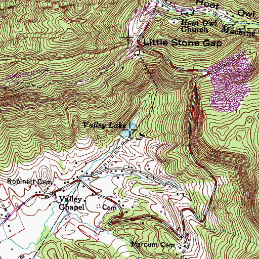 Topographic Map of Valley Lake, VA