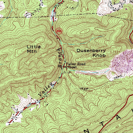 Topographic Map of Valley Road Chapel, VA
