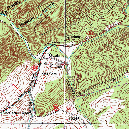 Topographic Map of Valley View Church, VA