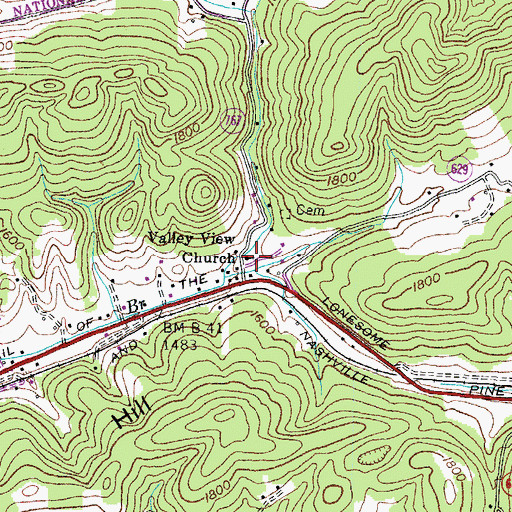 Topographic Map of Valley View Church, VA
