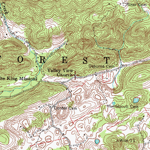Topographic Map of Valley View Church, VA