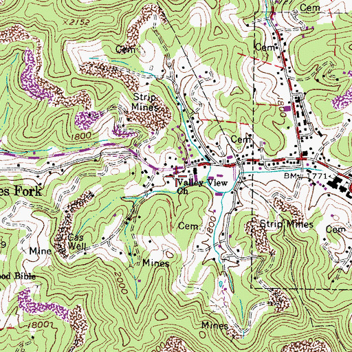 Topographic Map of Valley View Church, VA