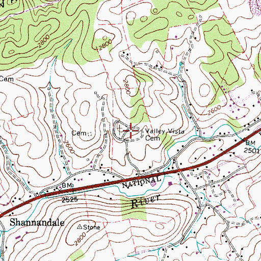 Topographic Map of Valley Vista Cemetery, VA