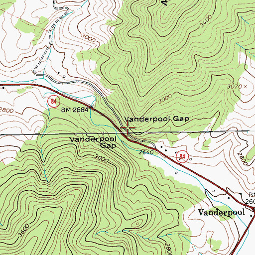 Topographic Map of Vanderpool Gap, VA