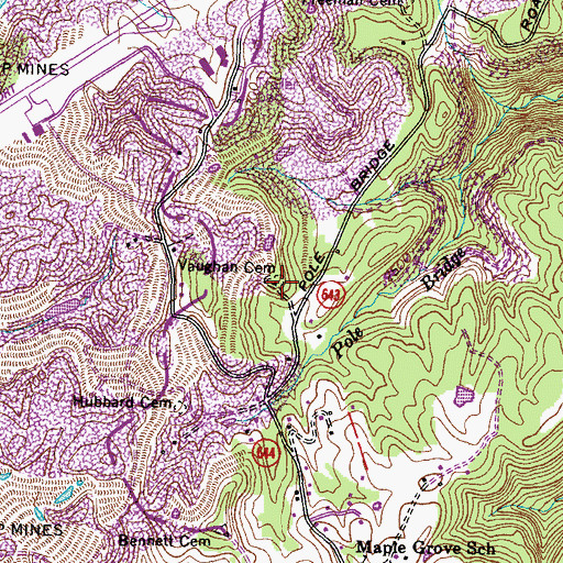 Topographic Map of Vaughan Cemetery, VA
