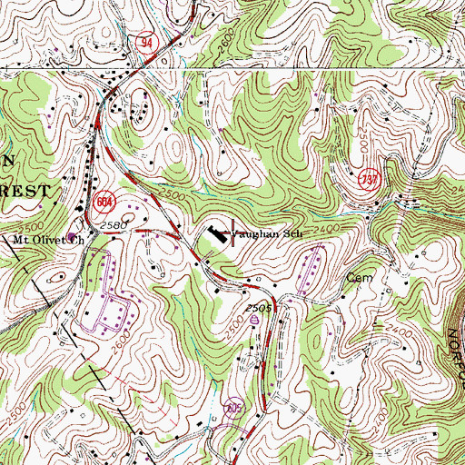 Topographic Map of Vaughan School, VA