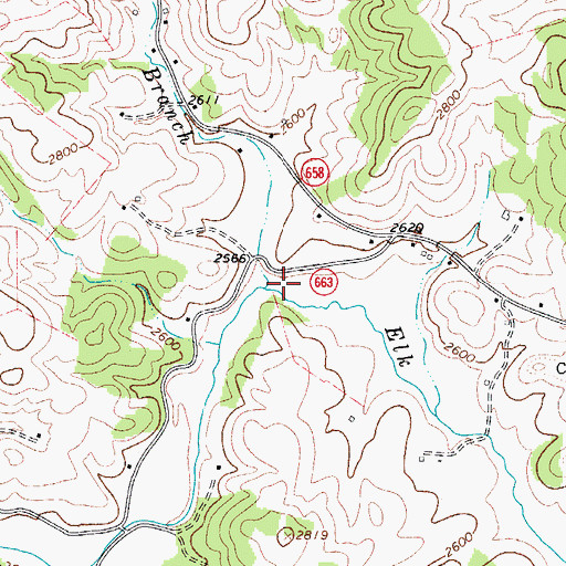 Topographic Map of Vaughn Branch, VA
