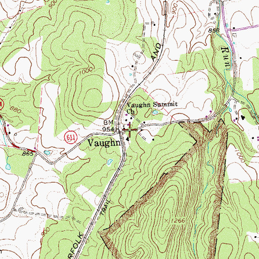 Topographic Map of Vaughn Summit Church, VA