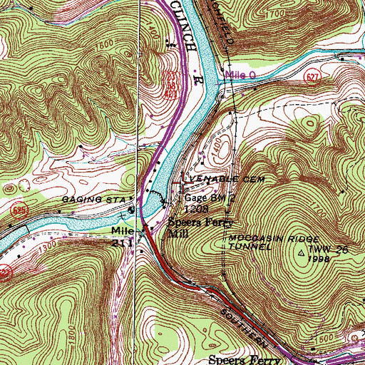 Topographic Map of Venable Cemetery, VA