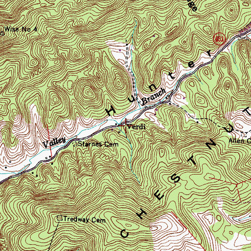 Topographic Map of Verdi, VA