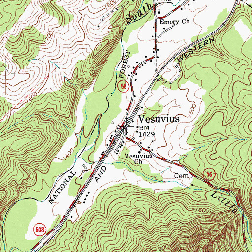 Topographic Map of Vesuvius, VA