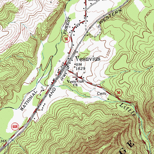 Topographic Map of Vesuvius Church, VA