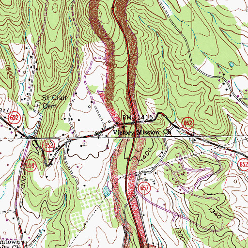 Topographic Map of Victory Mission Church, VA