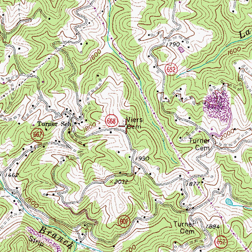 Topographic Map of Viers Cemetery, VA