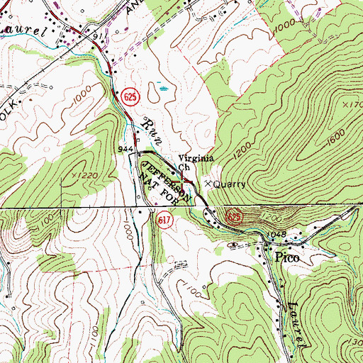 Topographic Map of Virginia Church, VA