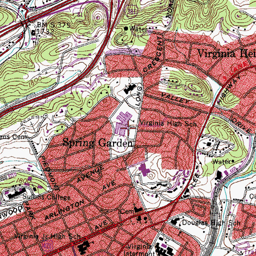 Topographic Map of Virginia High School, VA