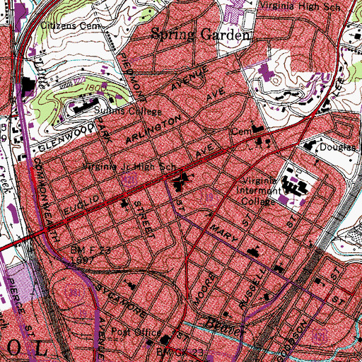 Topographic Map of Virginia Middle School, VA