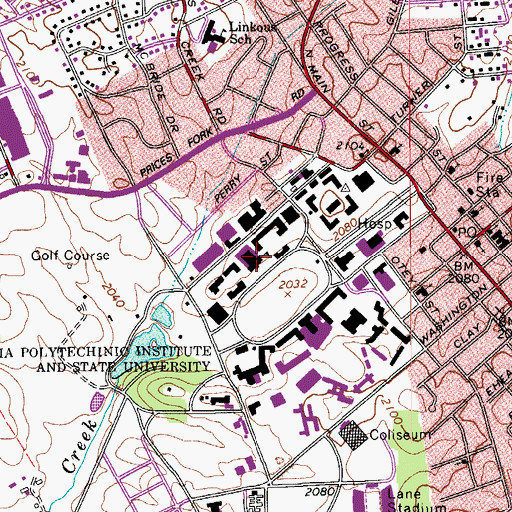 Topographic Map of Virginia Polytechnic Institute and State University, VA