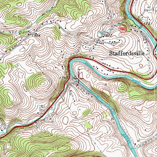 Topographic Map of Wabash Creek, VA