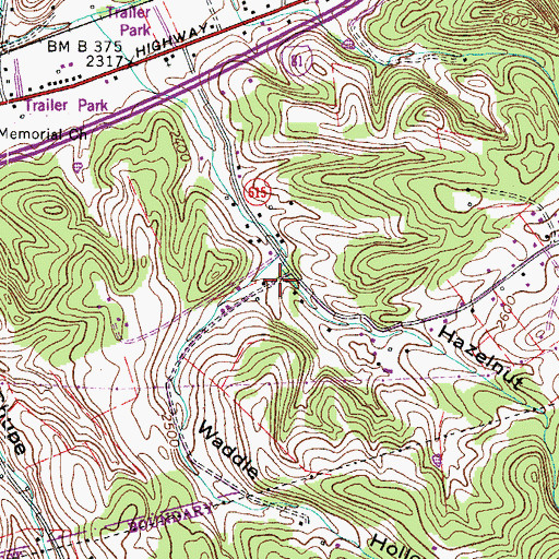 Topographic Map of Waddle Hollow, VA