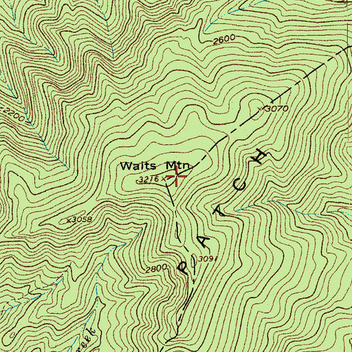 Topographic Map of Waits Mountain, VA