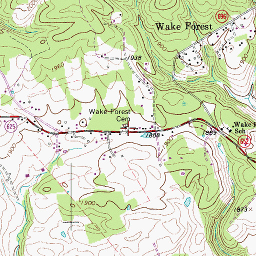 Topographic Map of Wake Forest Cemetery, VA
