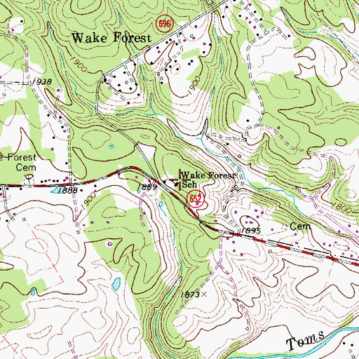 Topographic Map of Wake Forest School, VA