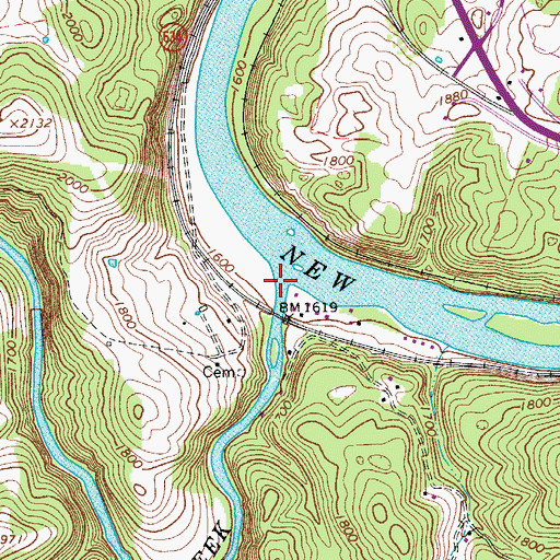 Topographic Map of Walker Creek, VA