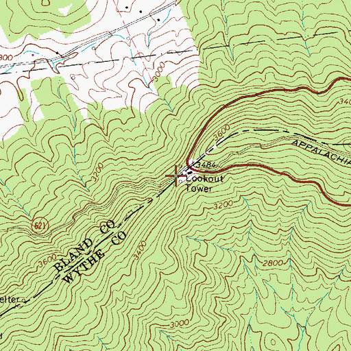 Topographic Map of Walker Mountain, VA