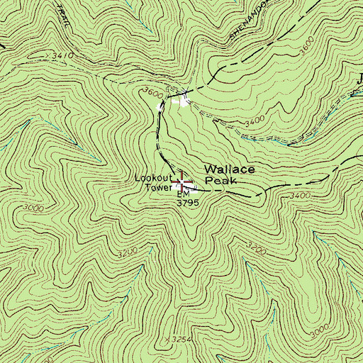 Topographic Map of Wallace Peak, VA