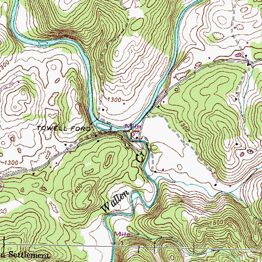 Topographic Map of Wallen Creek, VA